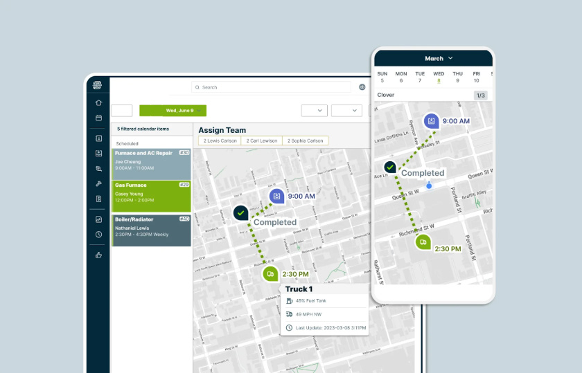 A screenshot of the Jobber field service management software for HVAC