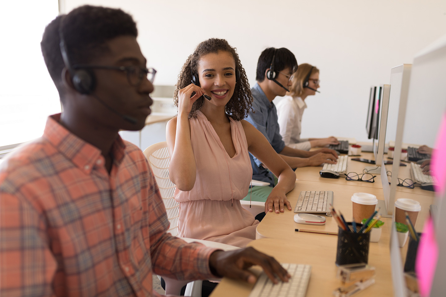 Customer service representatives using AI in customer service