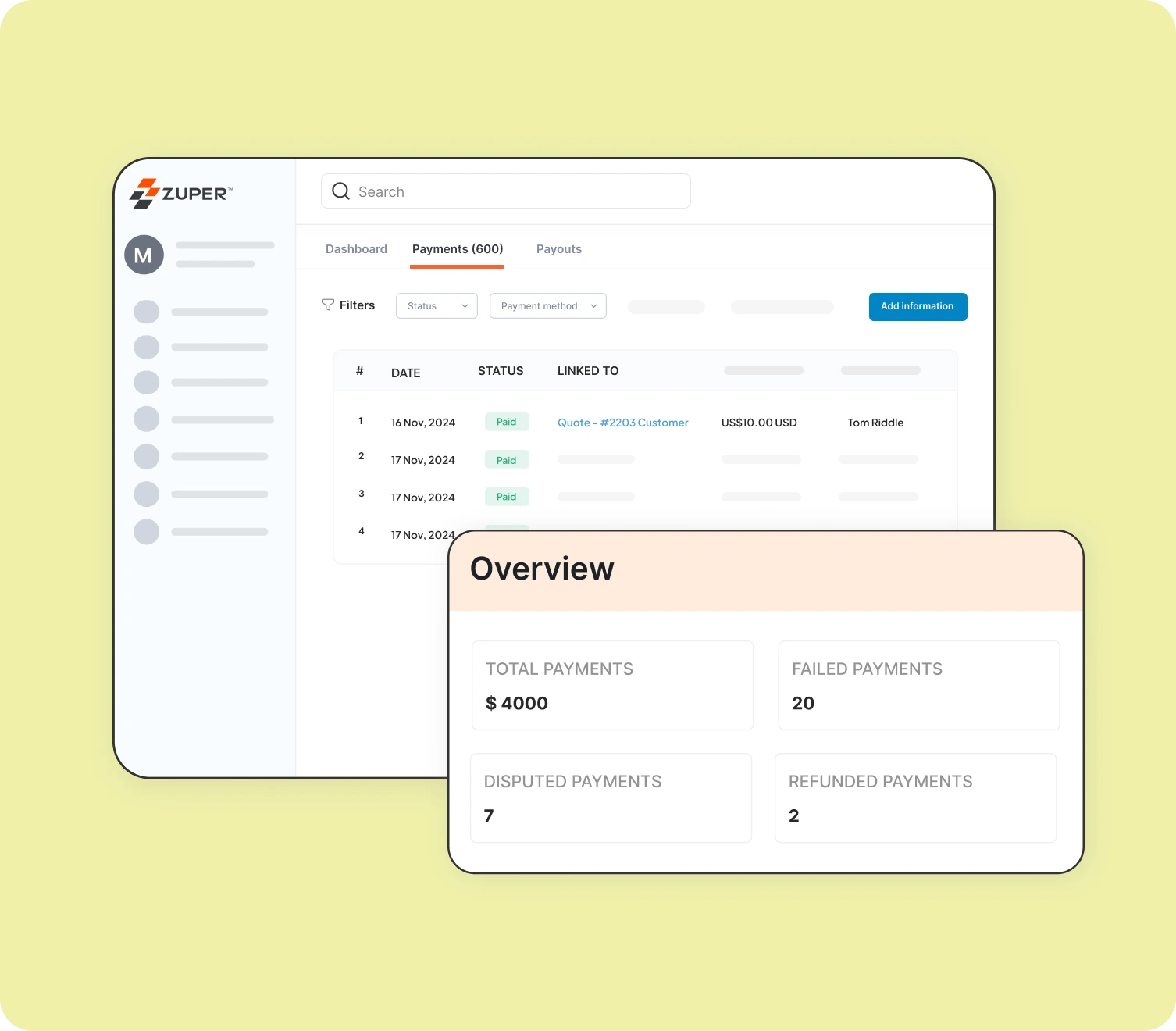 A screenshot from Zuper, the best accounting software for roofing companies