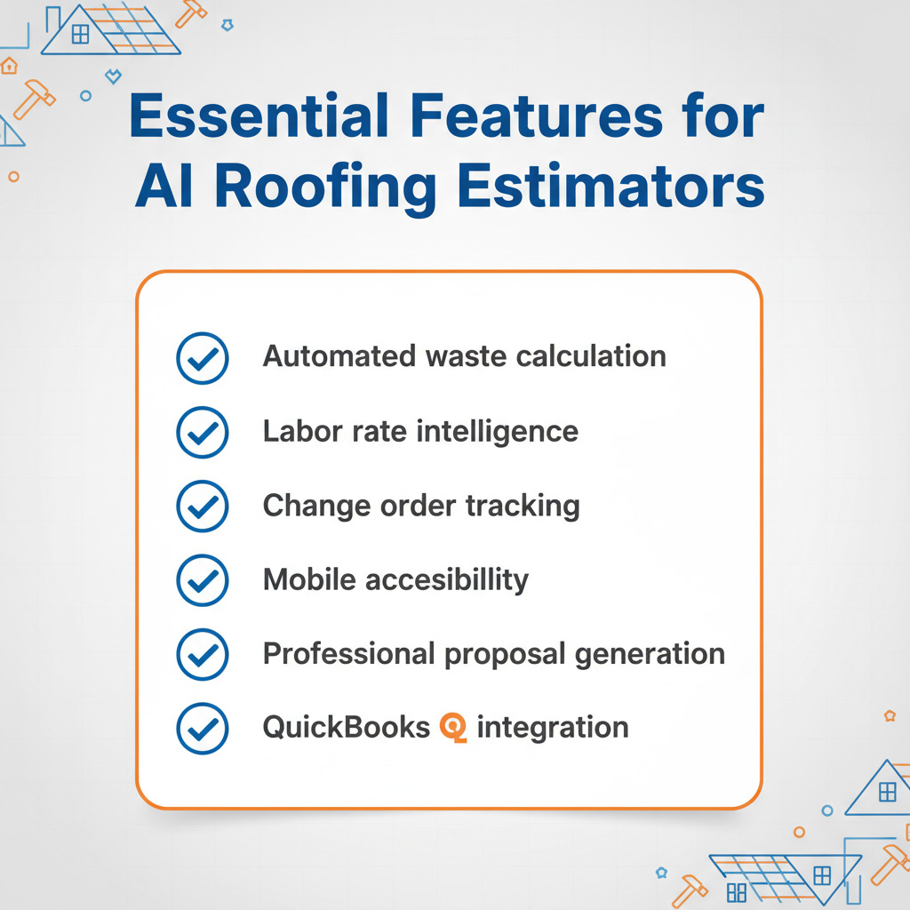 Essential feature checklist for AI roofing estimators