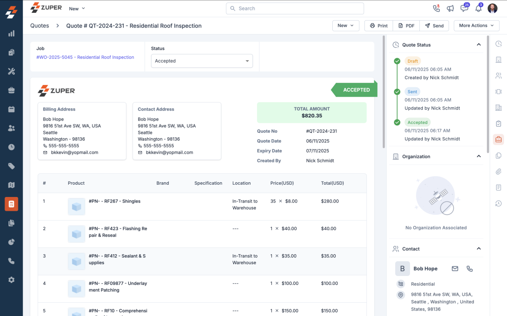 Zuper’s all-in-one roofing CRM