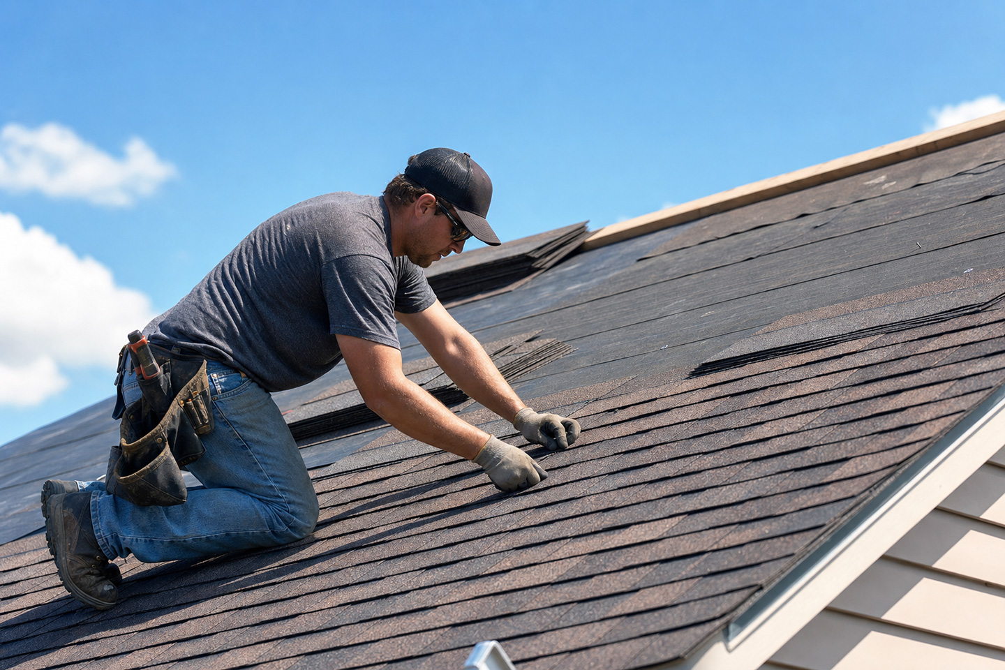 A roofer who is more productive because of how CRMs improve roofing productivity